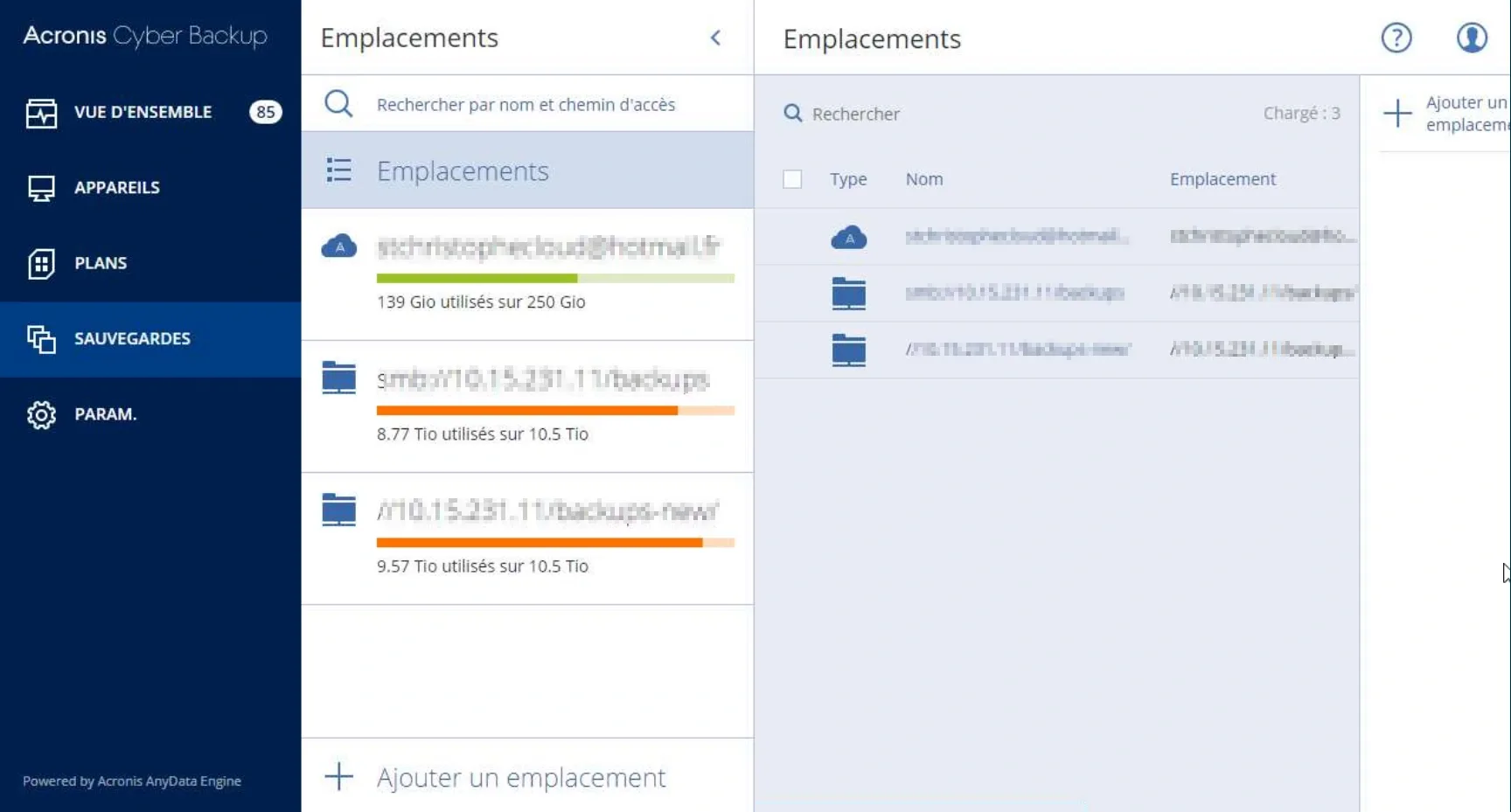 Acronis Backup — SRV-MGT vue 4